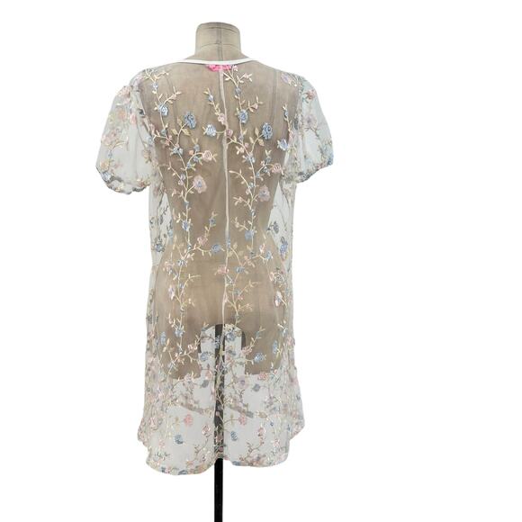 Dolls Kill Sugar Thrillz Forbidden Garden Dress Embroidered Floral Sheer Medium - Picture 7 of 10